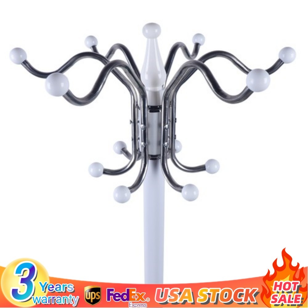Heavy Duty Coat Rack Hat Bag Stand Tree Clothes Hanger Holder 16-Hook Organizer gallery