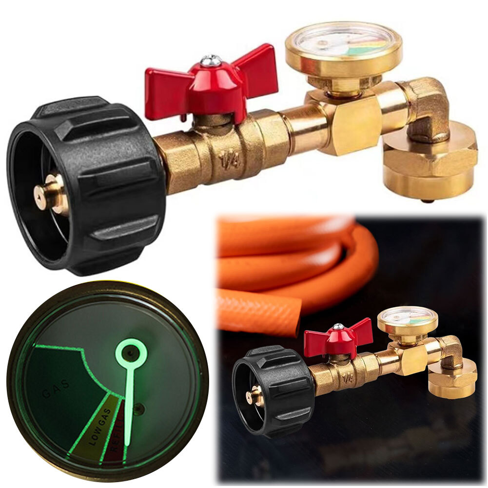 US 1Lb To 20Lb Tank Propane Refill Adapter With Gauge And ON-Off Control Valve gallery