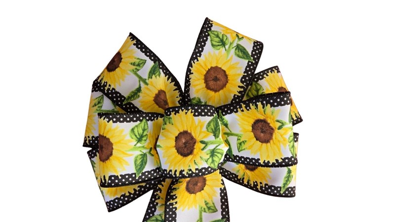 Sunflower Wired Wreath Bow, Handmade, Linen, Summer, Fall, Several Sizes gallery