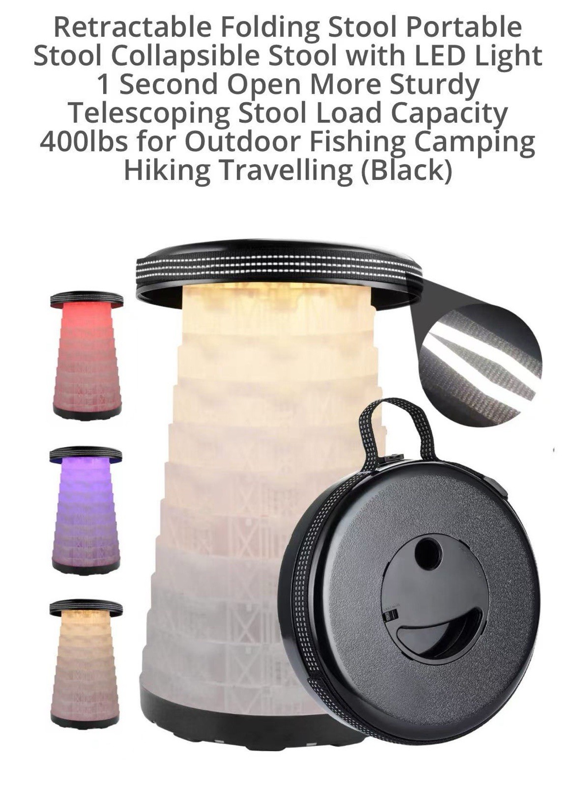 Folding Stool Portable Telescopic Chair Seat Camping Retractable Outdoor Fishing gallery