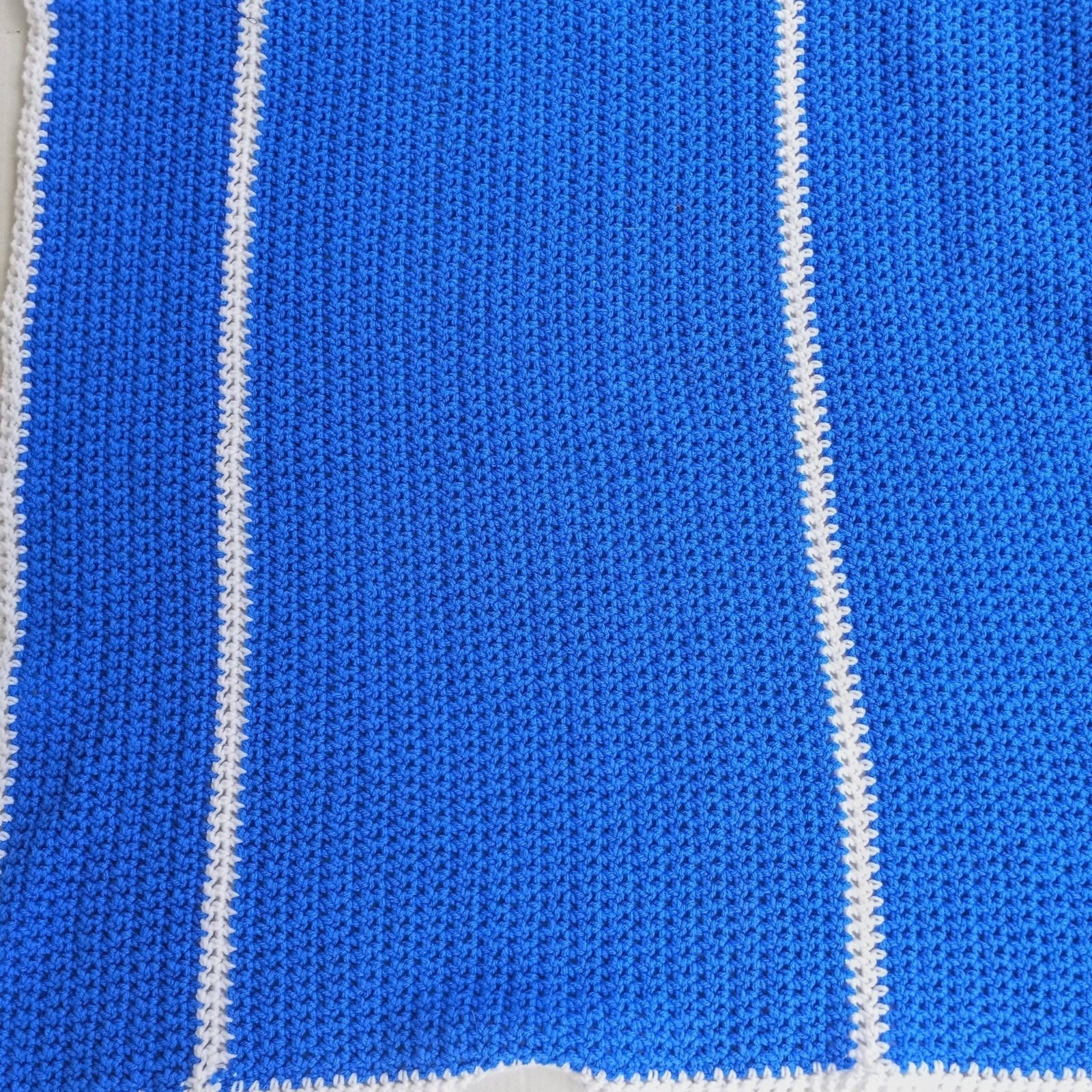 Handmade Knitted Afghan 41" x 41" Blanket-Baby/Toddler-Royal Blue-Baby Shower gallery