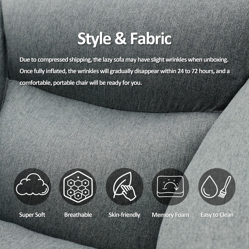 Large size Inflatable Lazy Sofa Bean Bag Chair Ergonomic Support - Home Camping gallery