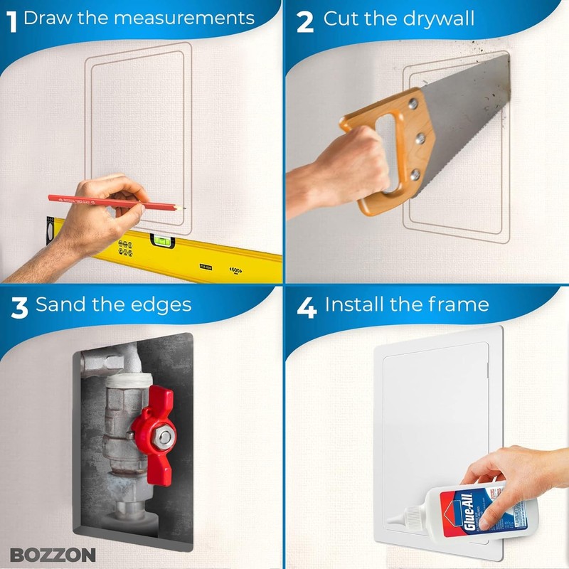 Access Panel for Drywall - 8x16 inch - Wall Hole Cover - 8 x 16, White gallery