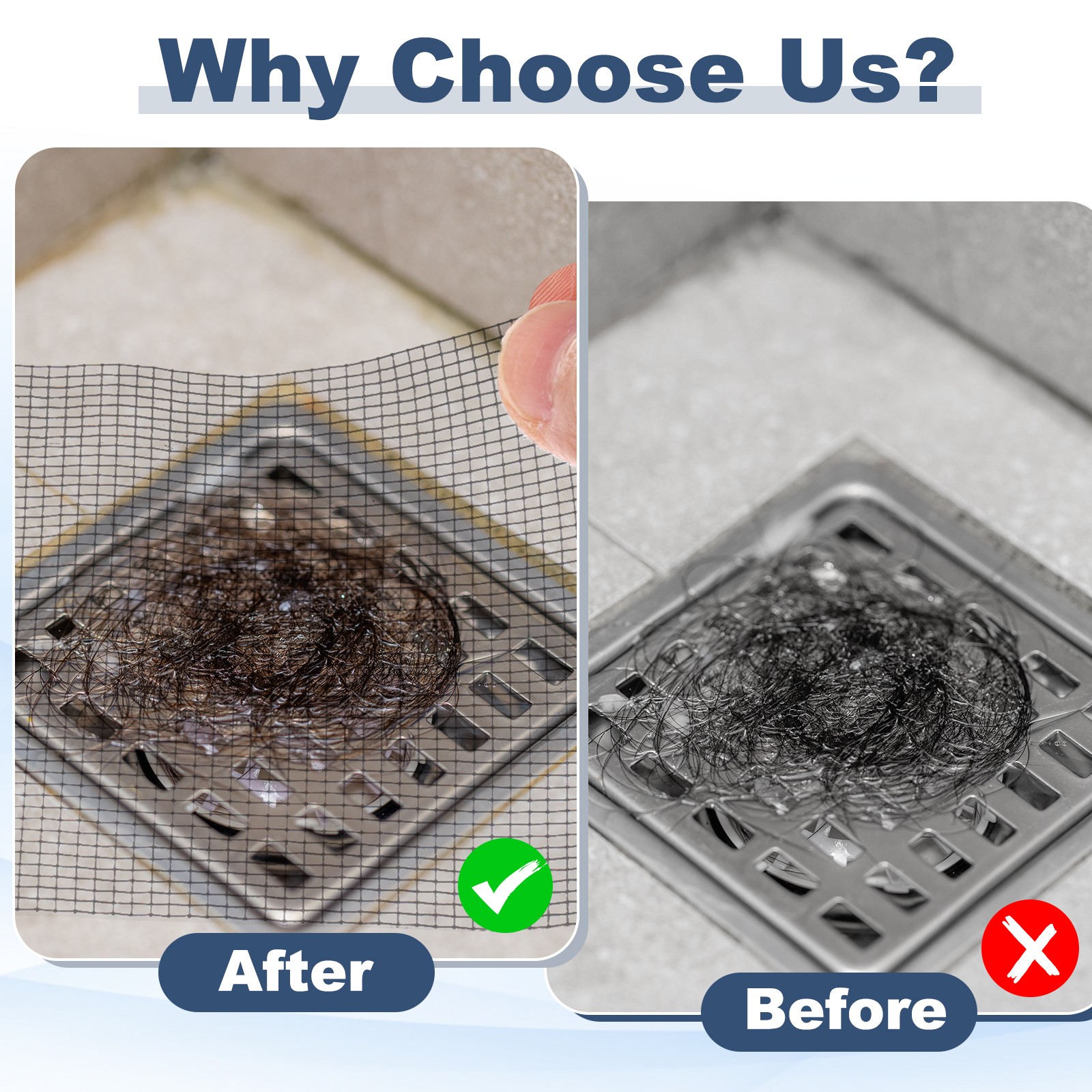 Disposable Hair Catcher, 3.94in x 32.8ft Mesh Drain Sticker with Tool gallery