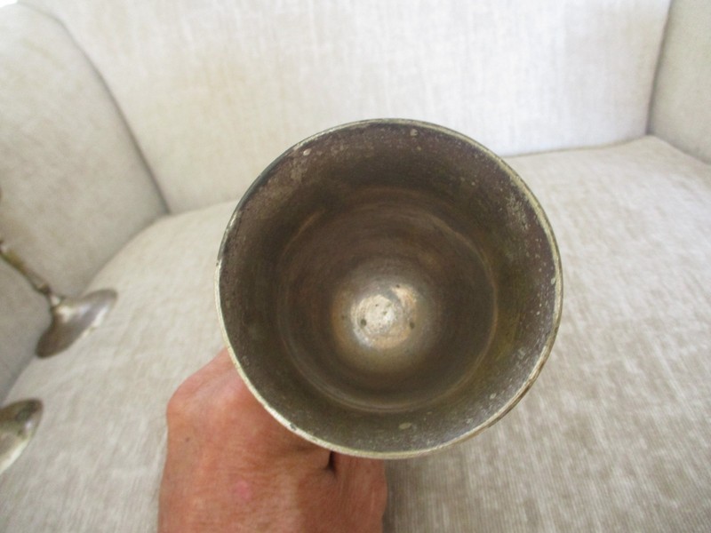 Vintage Silver Plated Goblets Chalice Set 6 Aged Patina gallery