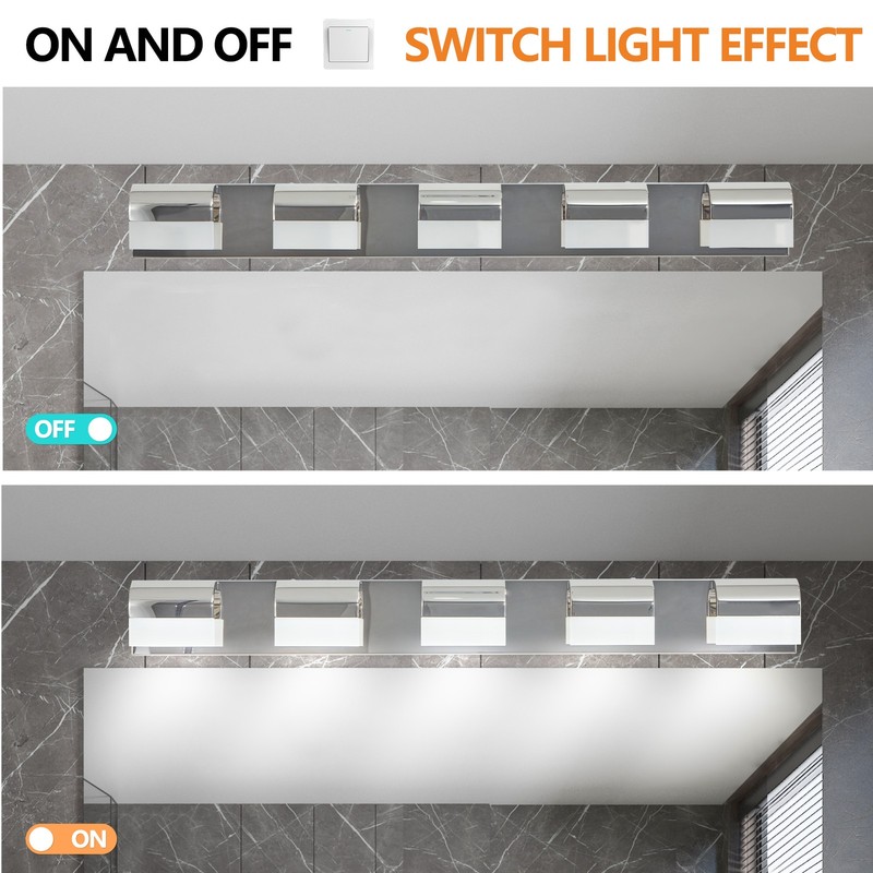 LED Polished 38'' Vanity 5 Light Chrome for Bathroom Mirror Wall Lamp Fixture UL gallery
