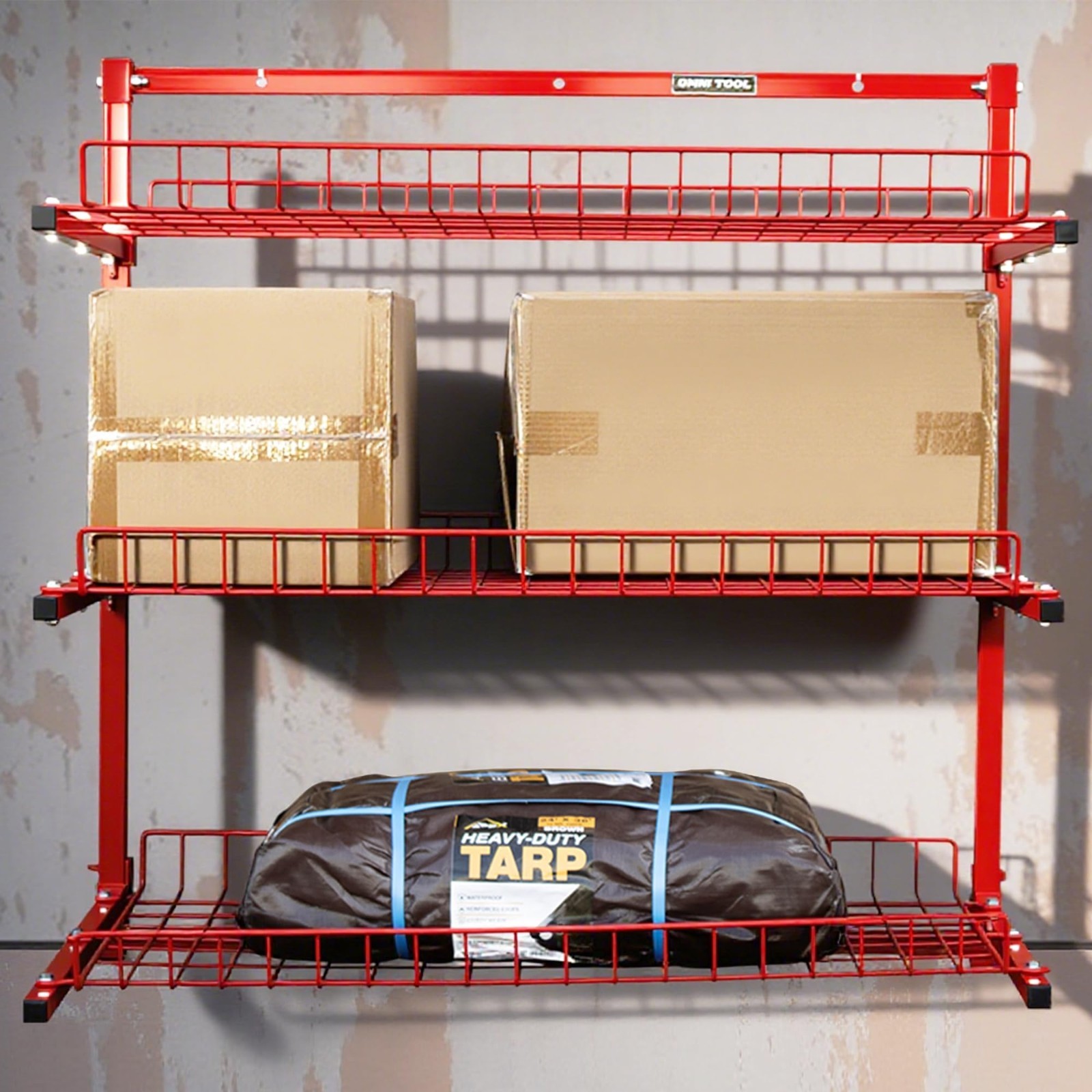 Omni Tool 3-Level Wall Mounted Garage Storage Rack, Heavy Duty, Adjustable gallery
