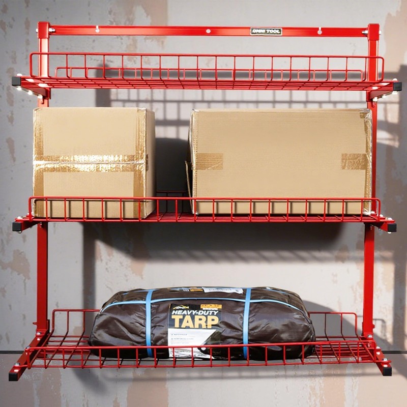 Omni Tool 3-Level Wall Mounted Garage Storage Rack, Heavy Duty, Adjustable gallery