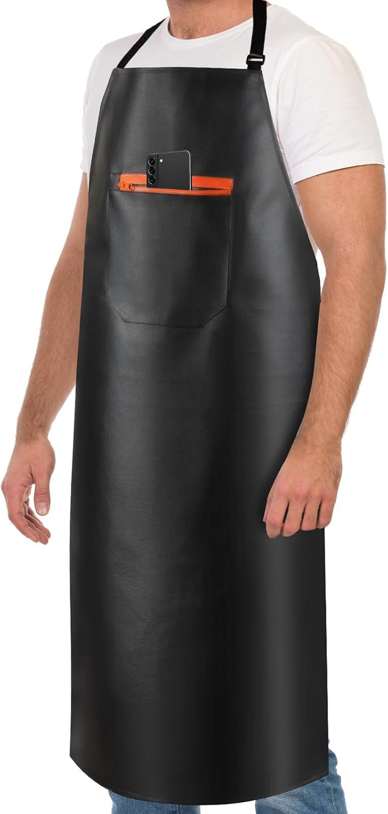 Waterproof Apron, Heavy Duty Extra Long Rubber Vinyl Aprons with Pocket for Men, gallery