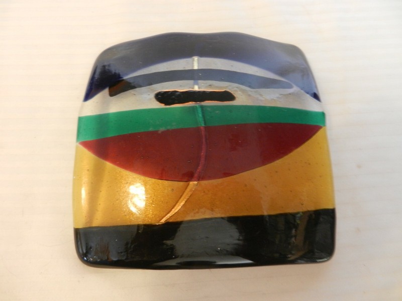 Multi Colored Glass Wave Shape Square Change Coin Key Tray Unique 6.25" Square gallery