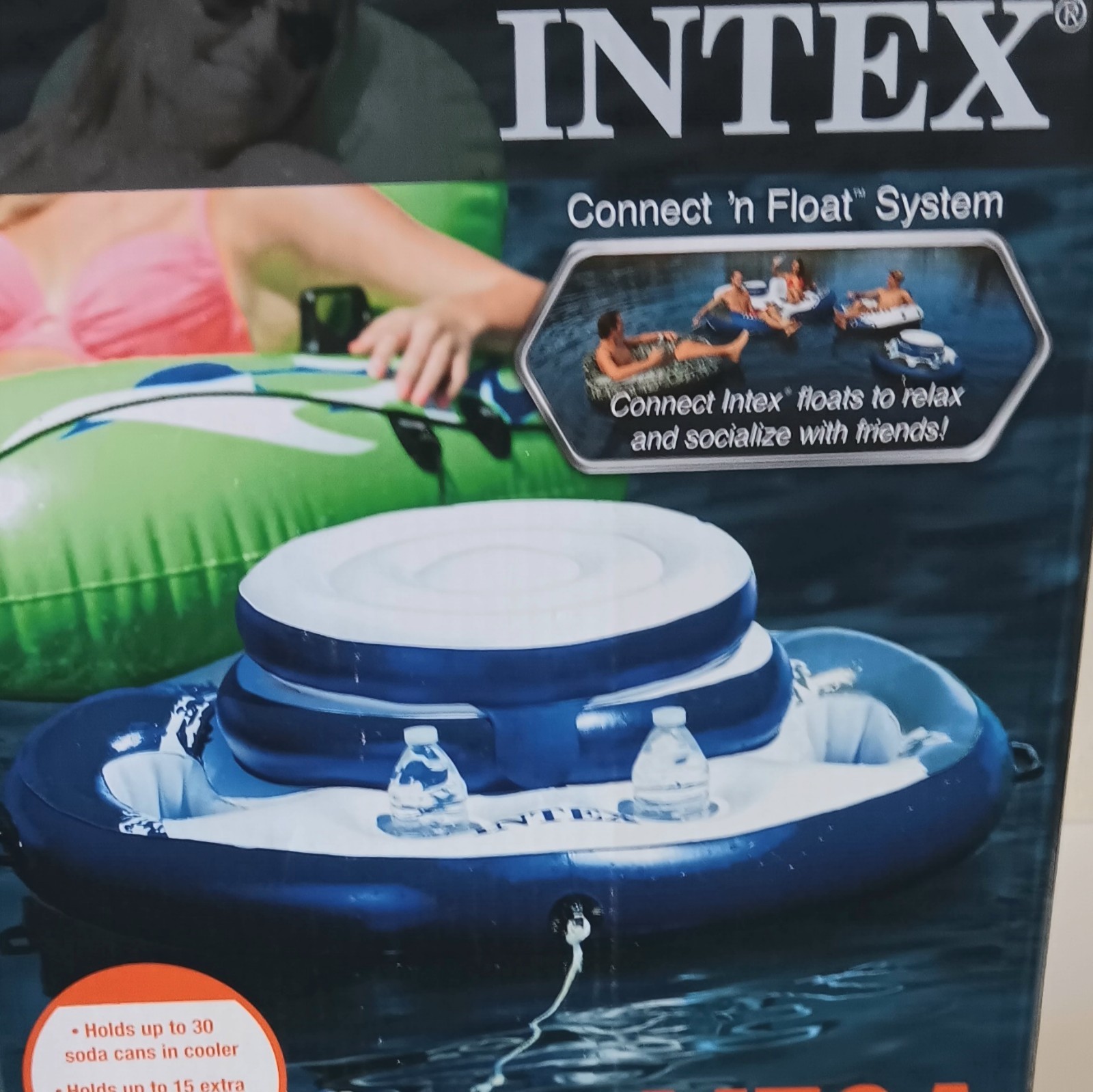 NIB Intex MegaChill Inflatable Floating 35in Beverage Cooler Holds 40+ Cans gallery