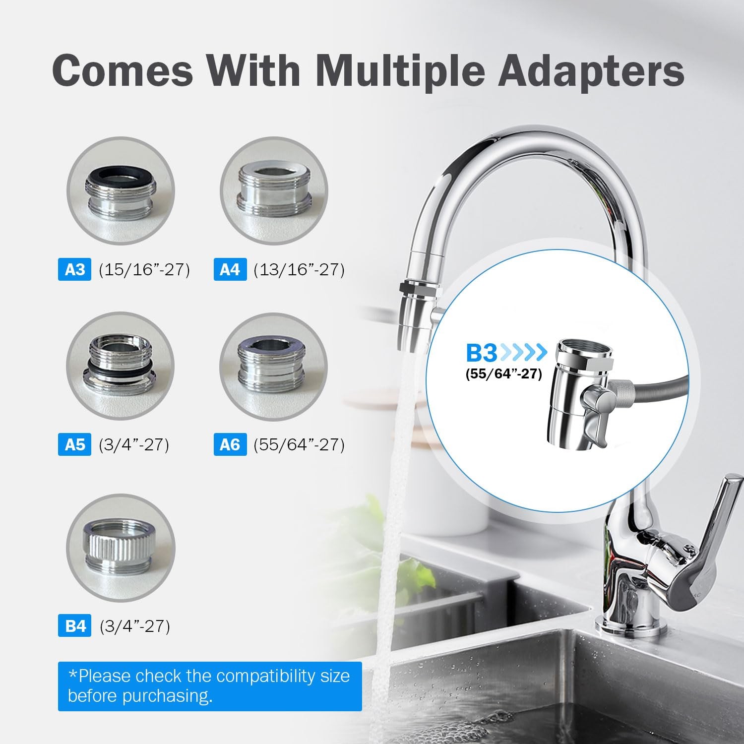 Frizzlife Water Filter for Sink Faucet, SS99 (Extra 1 Filter), 16000 Gallons gallery