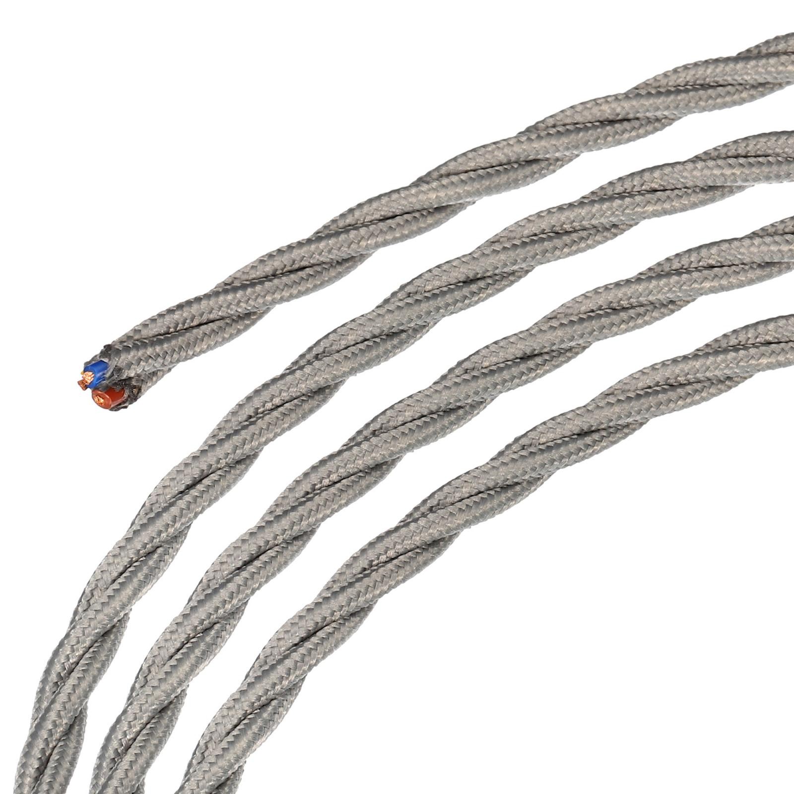 Twisted Cloth Covered Wire 3 Core 18AWG 5m/16.4ft,Electrical Cable,Grey gallery