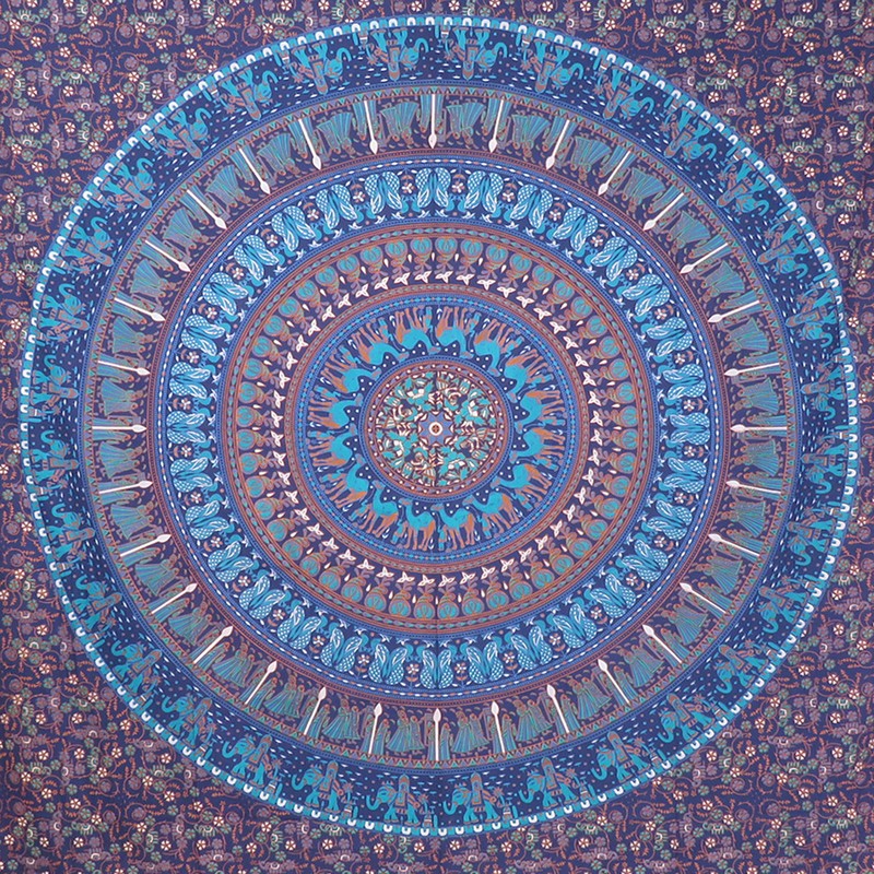 Elephant Camel Queen Wall Tapestry Blue Mandala Indian Hippie Hanging Decor Boho gallery