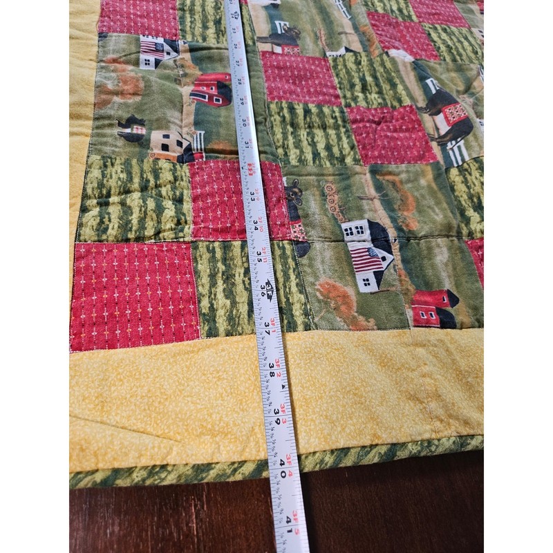 Farmhouse Patchwork Quilt 41x50 Multicolor Excellent Rustic Barn gallery