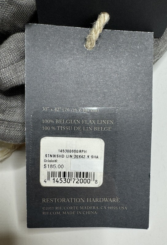 Restoration Hardware Stonewashed Belgian Flax Linen KING LOUNGER Sham Graphite gallery