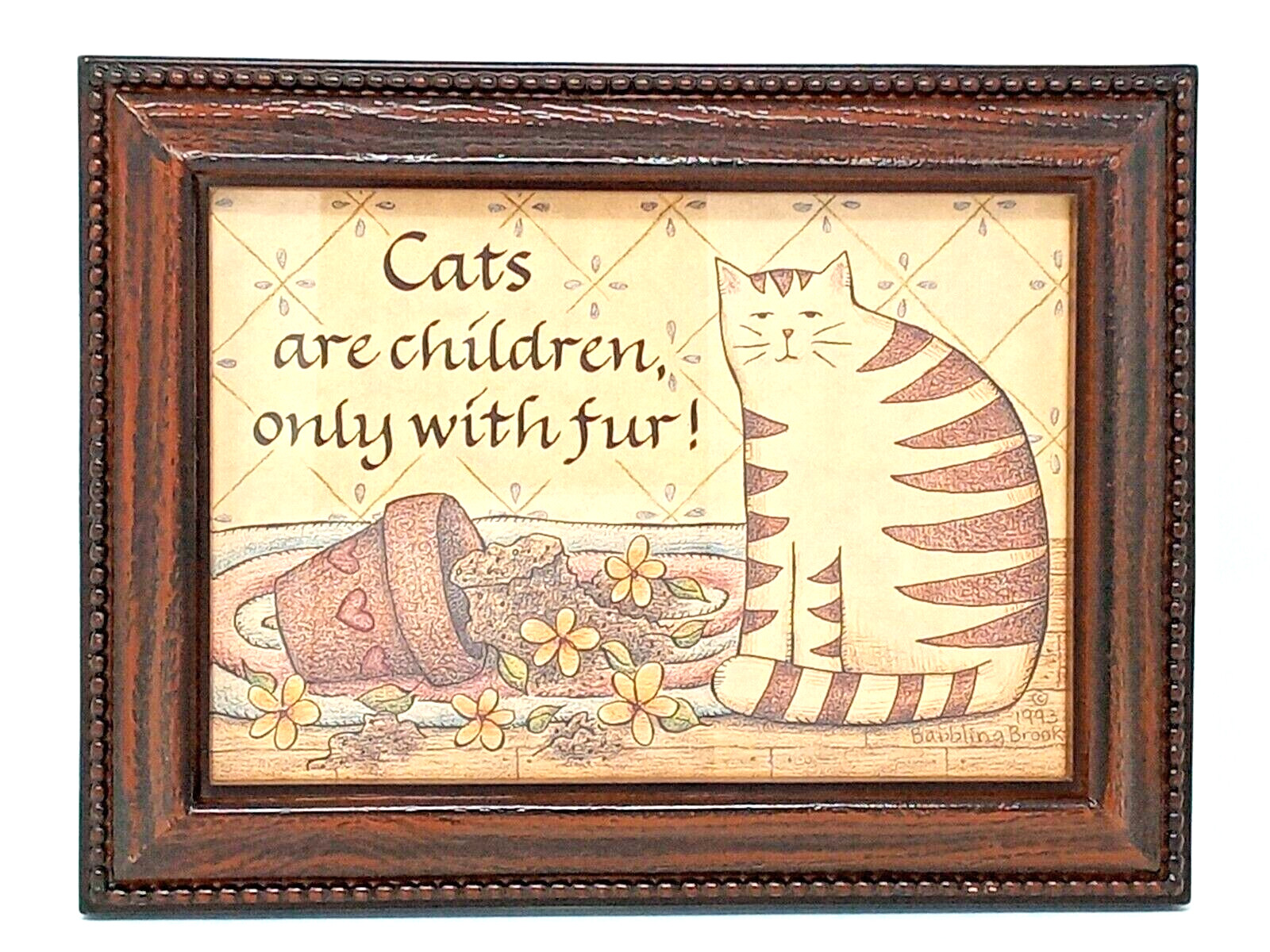 " Cats Are Children, Only With Fur " Babbling Brook 1993 framed print cat art gallery