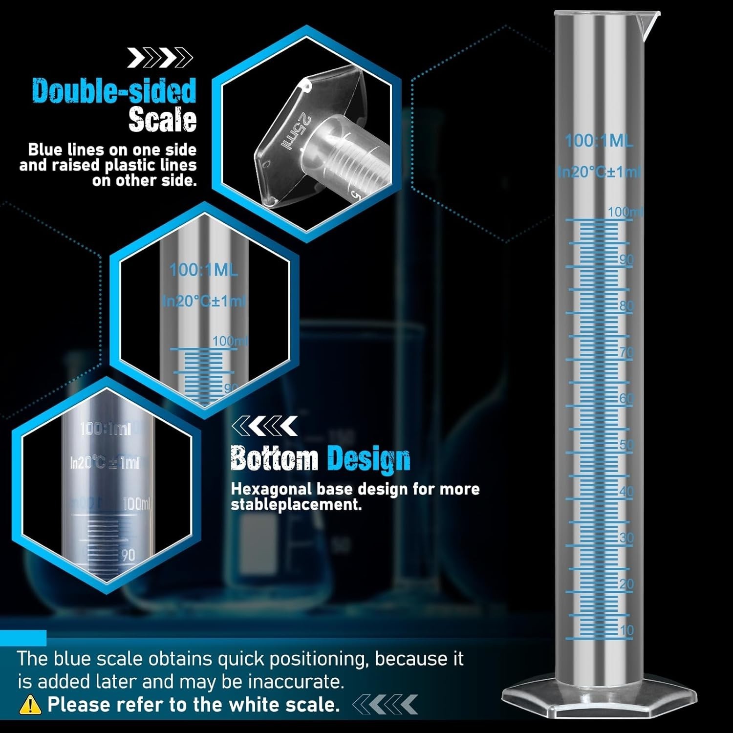 Plastic Graduated Cylinders and Beakers with 5 Pipettes, 10ml 25ml 50ml 100ml Cy gallery