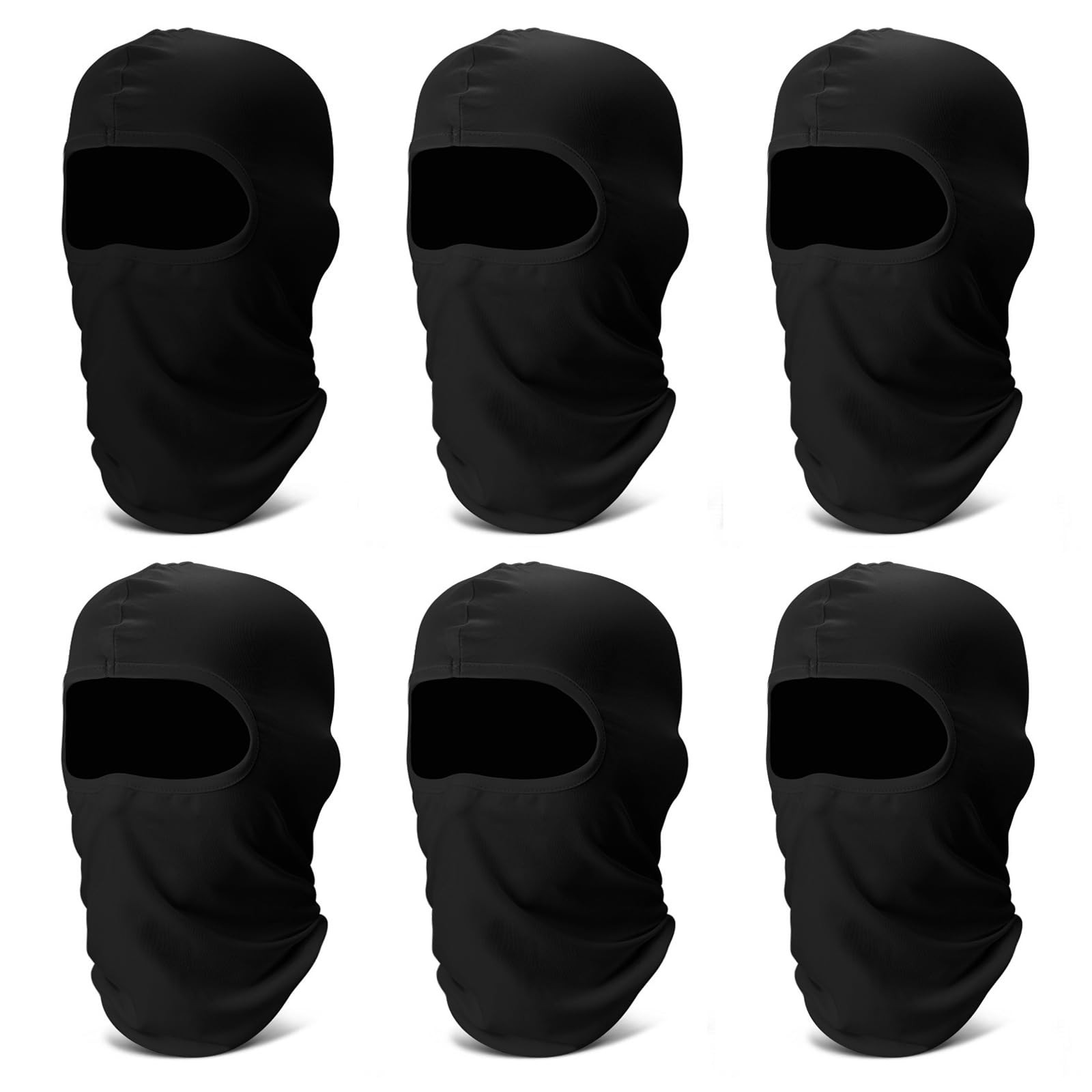 6 Pack Balaclava Ski Face Mask: Cooling Neck Gaiter Full Head One Size, Black gallery