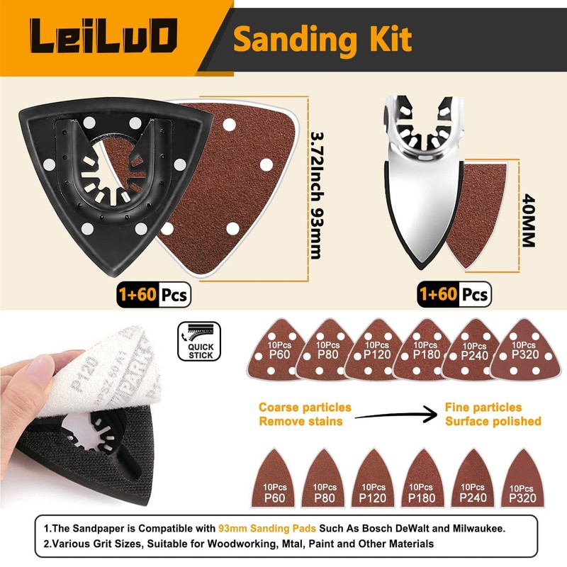 156 Pcs Multitool Blade Kits Oscillating Tool Cutting Sanding and Scraping Ac... gallery