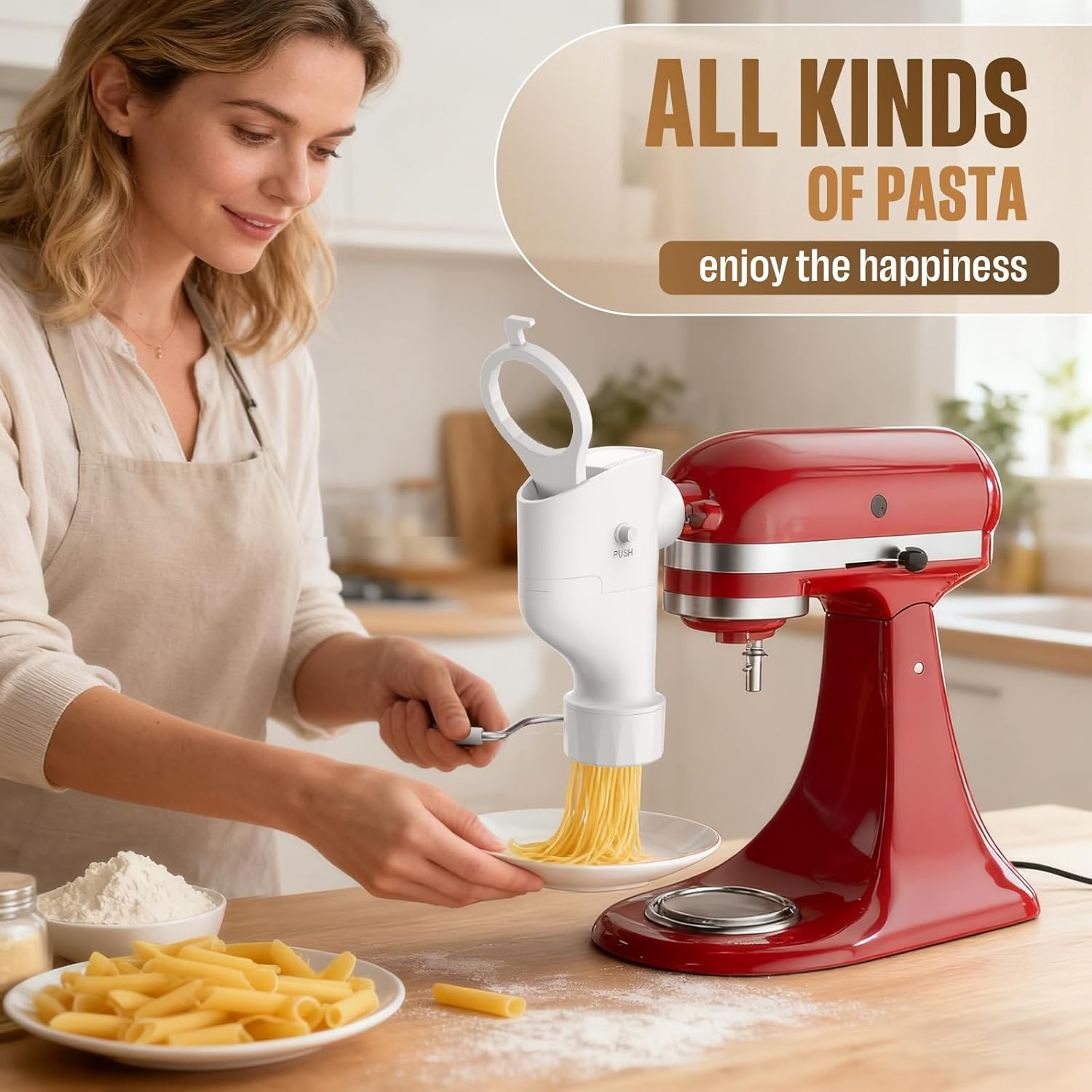 Pasta Maker Attachment for Kitchenaid Stand Mixer, 7 Interchangeable Pasta Plate gallery