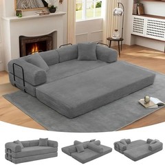 Sectional Sofa Bed Comfy Boneless Modular Corduroy Sofa Couch Convertible 4 in 1
