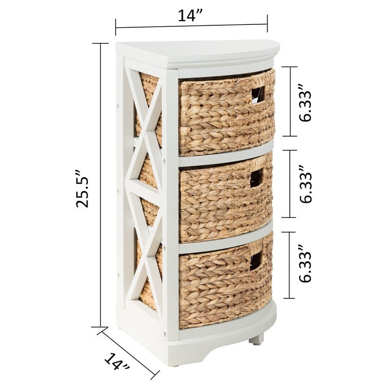3 Tier X-Side Corner Table Storage Cabinet with 3 Wicker Baskets (Collectible) gallery