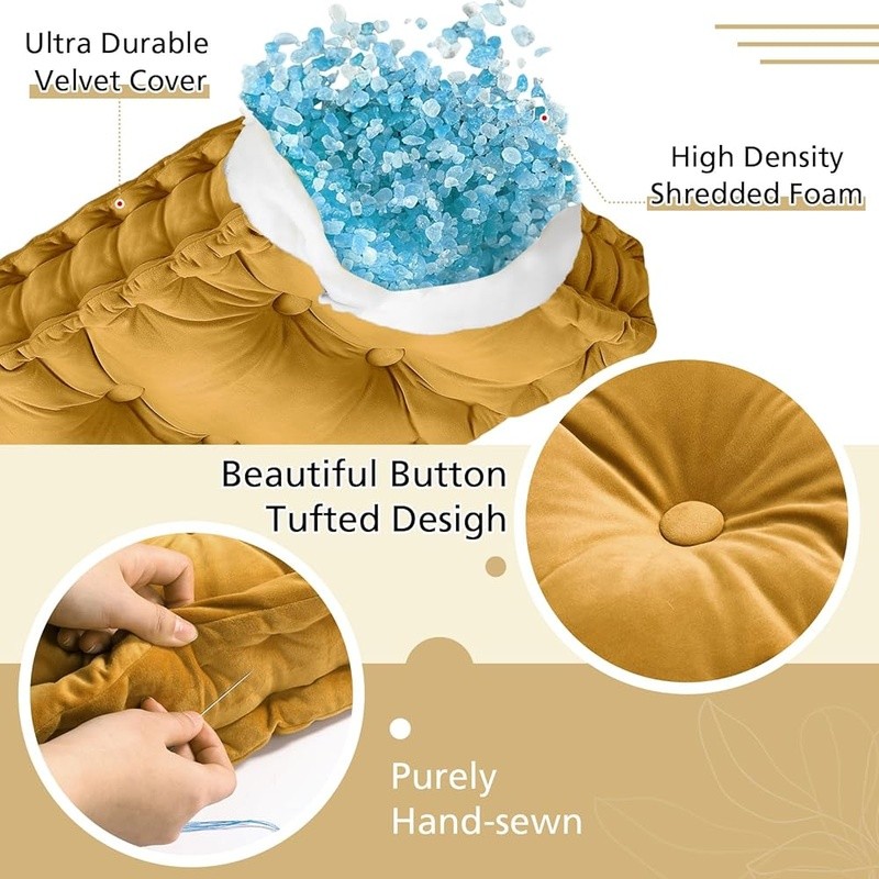 Tufted Velvet Bench Cushion Memory Foam Indoor Seating Soft Durable Comfort New gallery