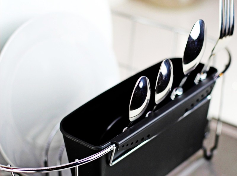 Kitchen Steel Over Sink Dish Drying Rack with Cutlery Holder Drainer Organizer gallery