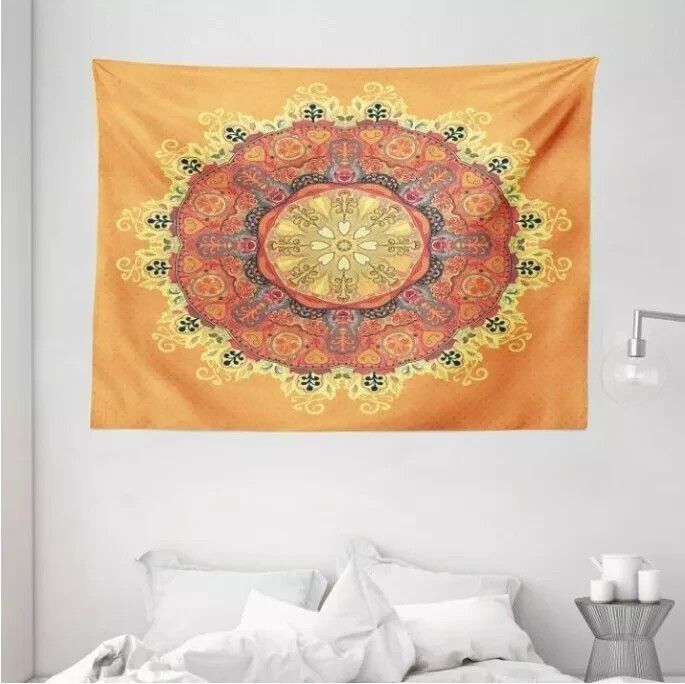 Mandala Tapestry, Floral Mandala Pattern Leaves Art Theme Inspired Medallion gallery