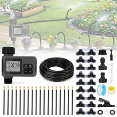 66FT Drip Irrigation System w/Timer Automatic Garden Watering for Lawn & Plant
