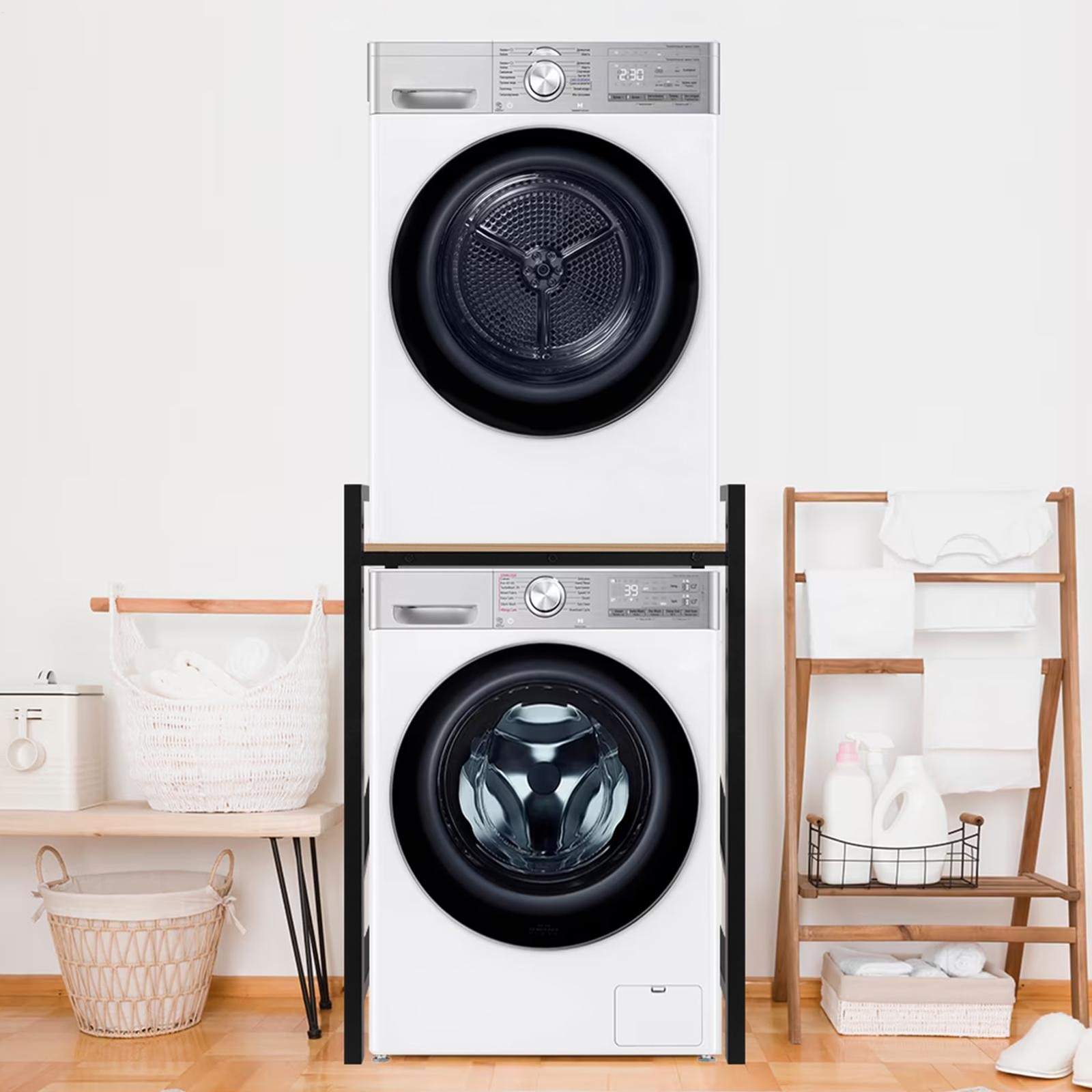 Modern Heavy Duty Washer & Dryer Stacking Rack Stand With Adjustable Design USA gallery
