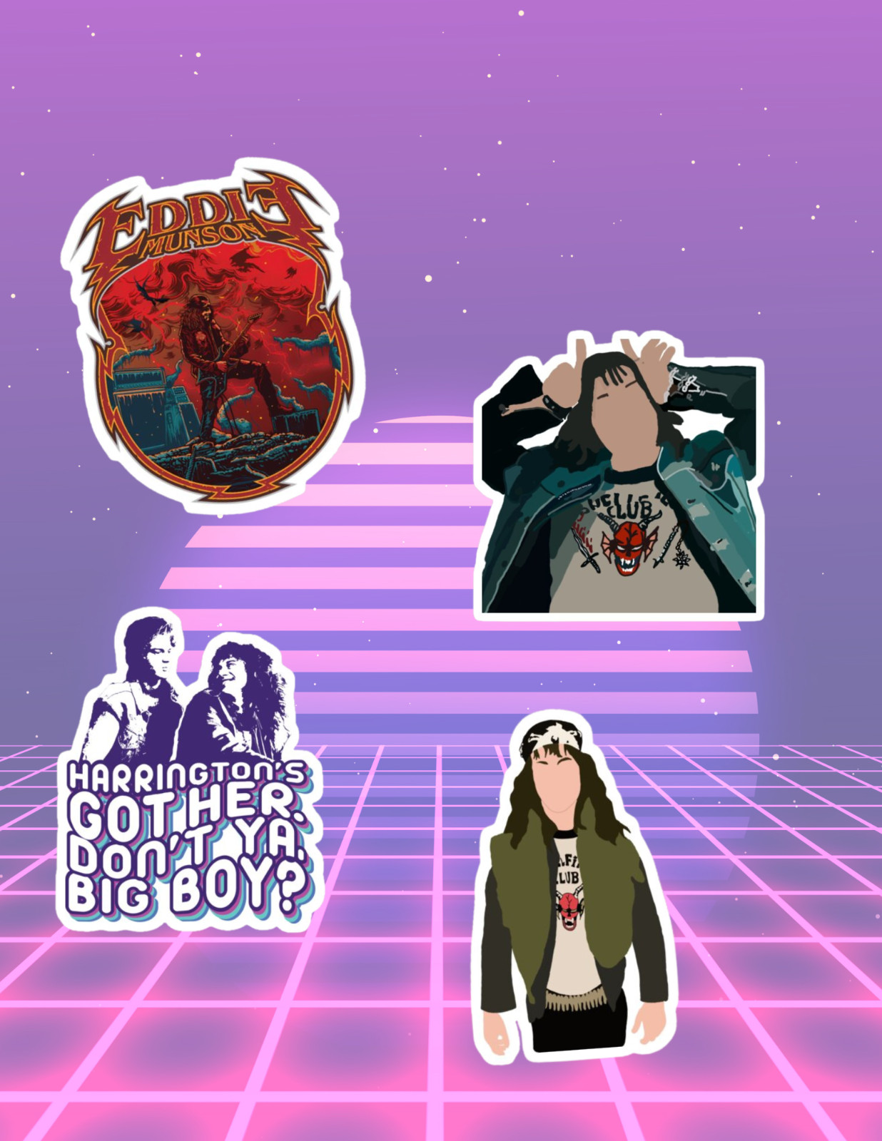Stranger Things TV Eddie Munson 4pc Sticker Pack gallery