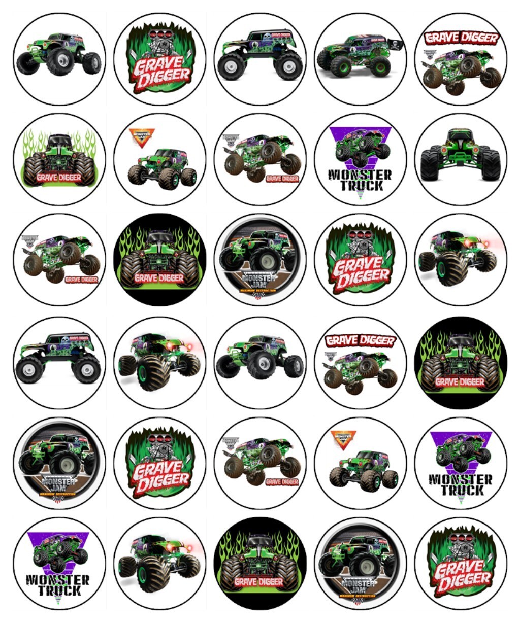 Monster Trucks Grave Diggers Edible Cake Topper Icing Cake Decorations (3 Sizes) gallery