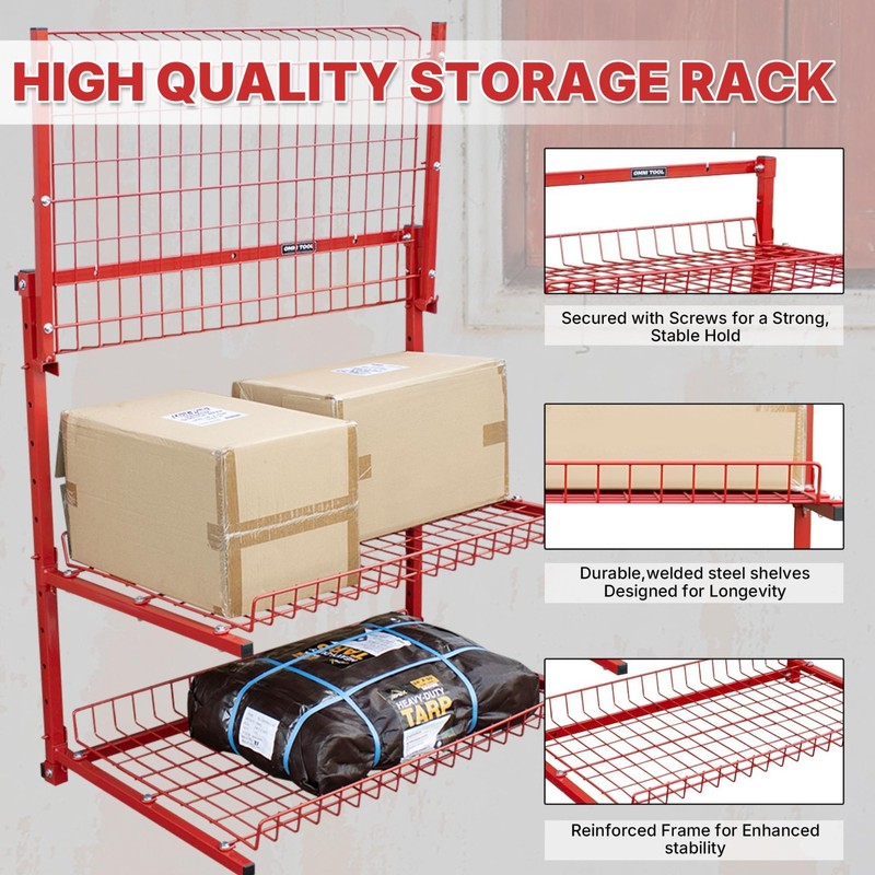 Omni Tool 3-Level Wall Mounted Garage Storage Rack, Heavy Duty, Adjustable gallery