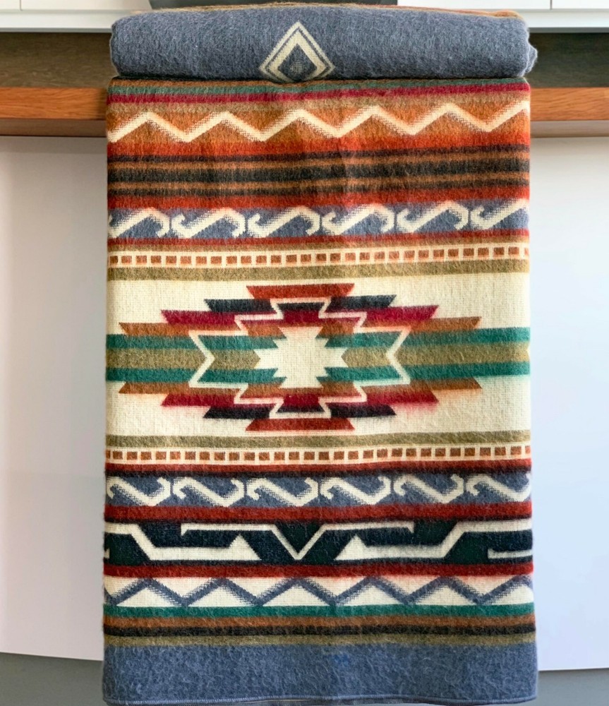 EXTRA LARGE SOFT & WARM ALPACA WOOL BLANKET 75x90" NATIVE SOUTH AMERICAN PATTERN
