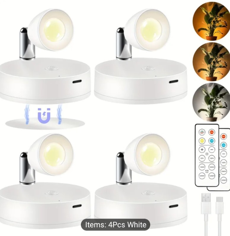 4 LED Wireless Spotlight Indoor, Rechargeable Battery Uplighting Indoor gallery