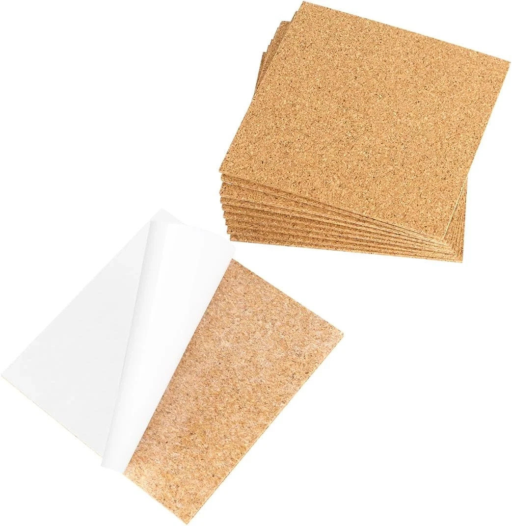 10 Pack Sheets Cork Coasters 4" Self-Adhesive Mats for DIY Coasters Craft Access gallery