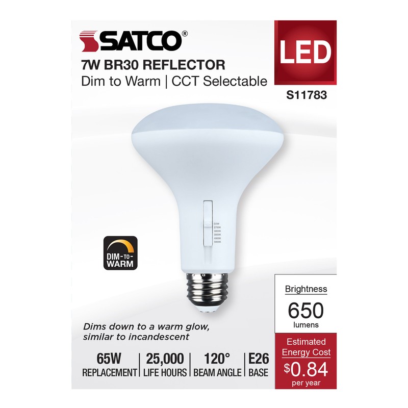 12 Pack LED 7W =65W BR30 Medium E26 CCT 2700K 3000K 3500K 4000K 5000K Warm Cool gallery