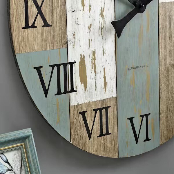 FirsTime & Co. Rustic Multicolor Timberworks 27” Hanging Wall Clock Solid Wood gallery