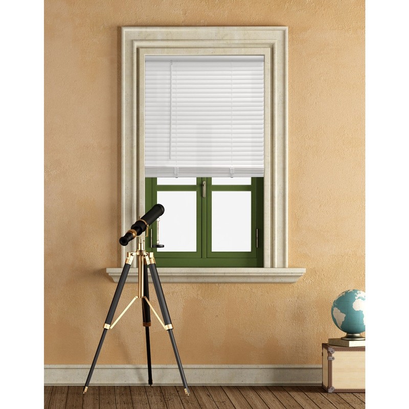 1" Cordless Vinyl Light Filtering Mini Blinds, White, 34" W x 64" L gallery