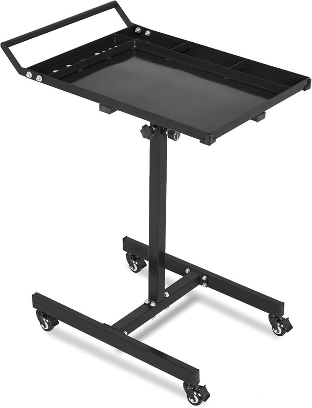 Rolling Tool Tray with Wheels Adjustable Height Mobile Work Table 220Lb Capacity gallery