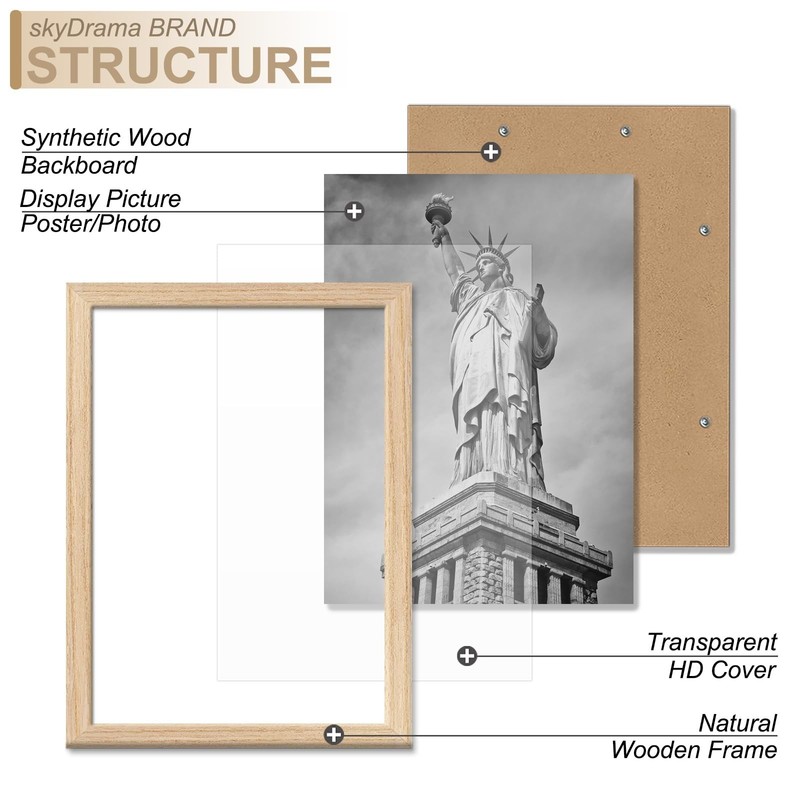 Natural Solid Wood 8x11 Picture Frame, Display 8 x 11 Inch Picture Poster Pho... gallery