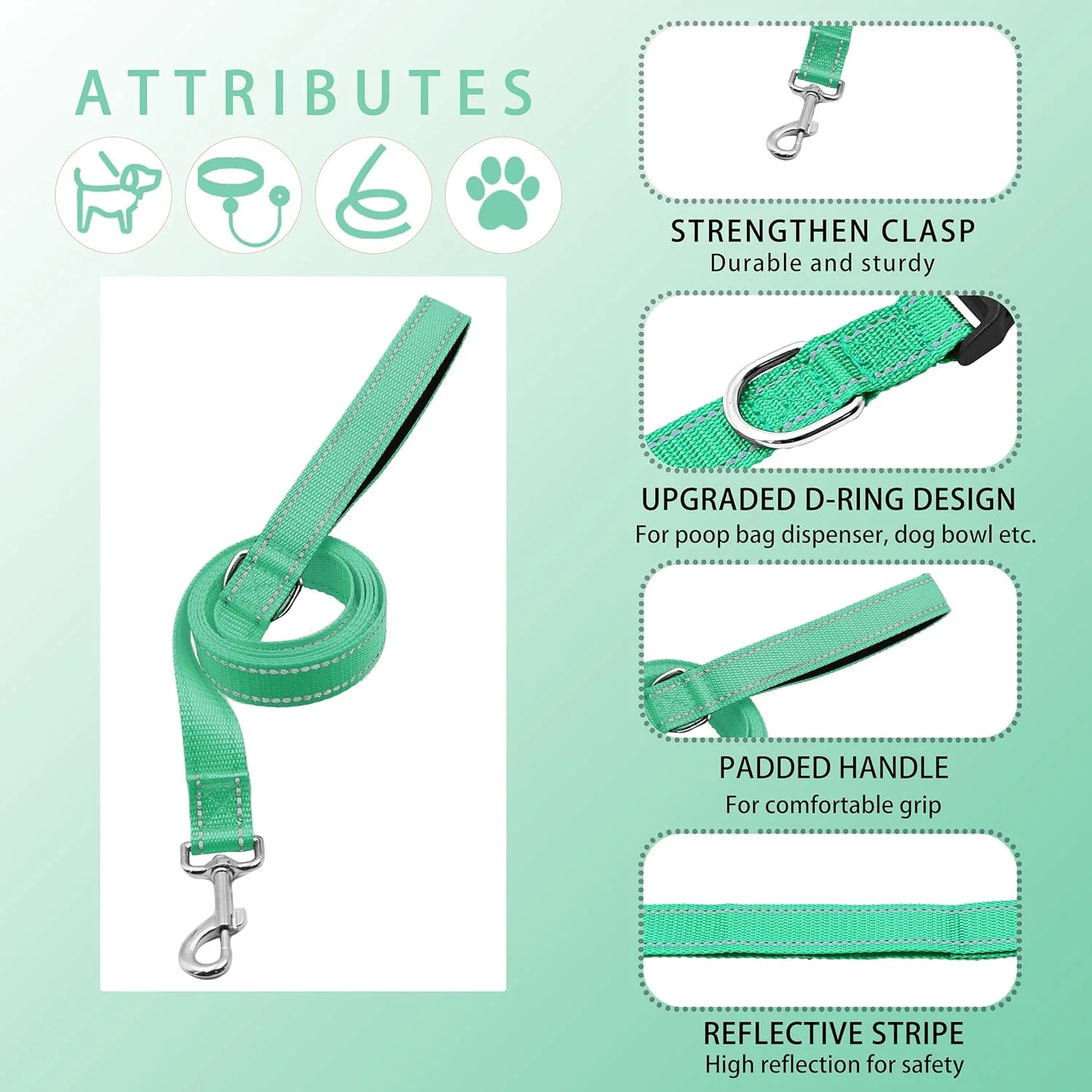 (S Width 3/4" Turquoise) (Collar+Leash S Width 3/4" Turquoise), Adjustable Soft gallery
