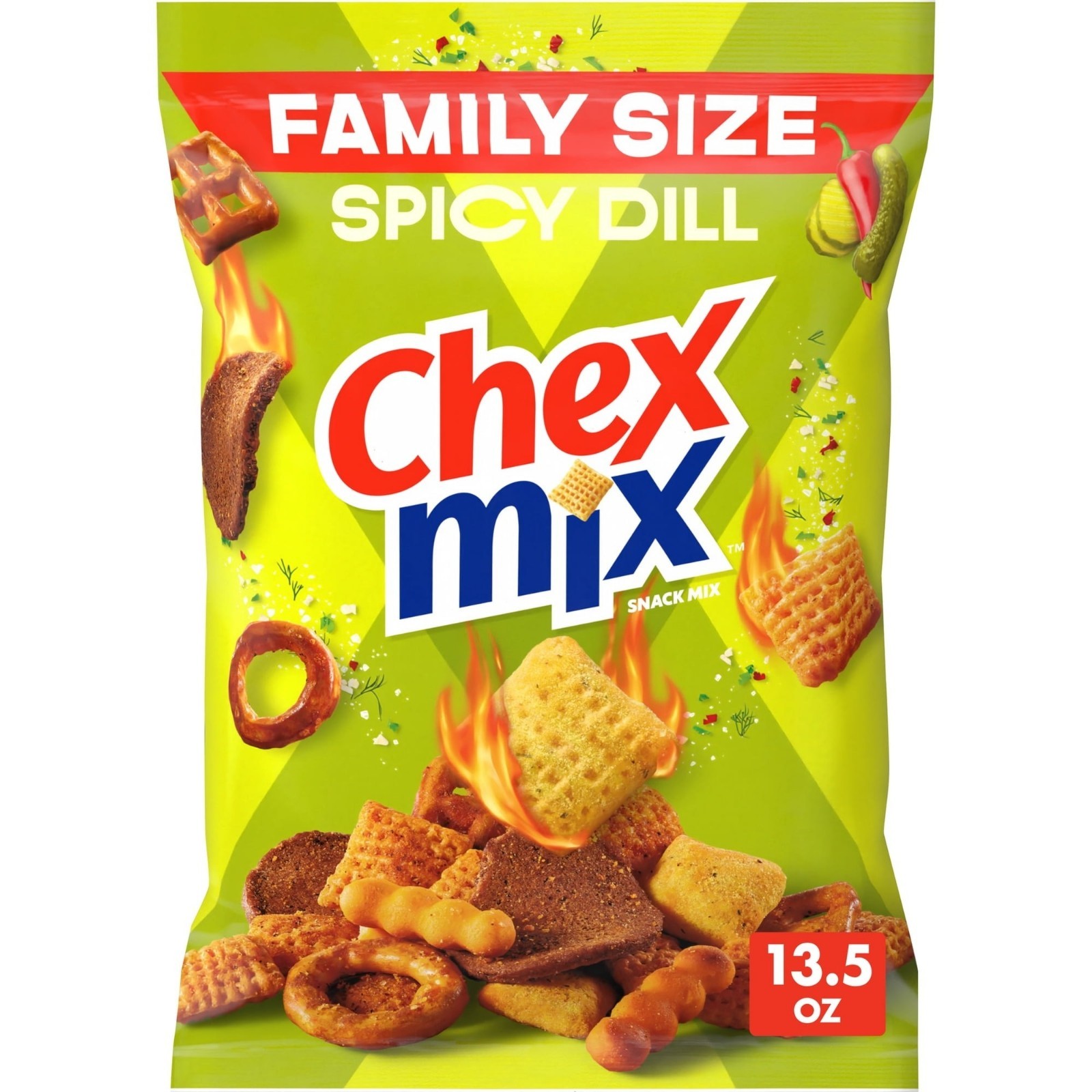Chex Mix Spicy Dill Savory Snack Mix, Family Size 13.5 oz Bag gallery