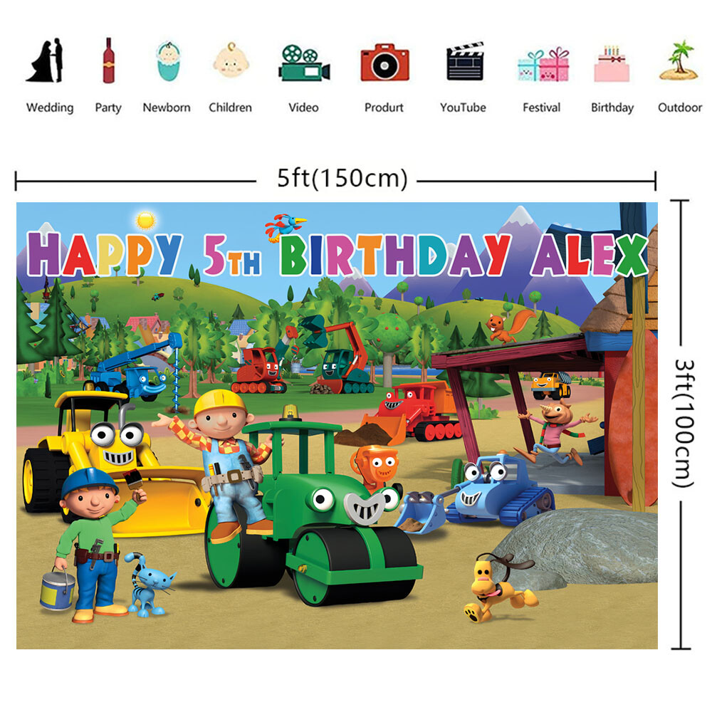 Bob the Builder Personalised Custom Banner Backdrop Party Decor Birthday Gift