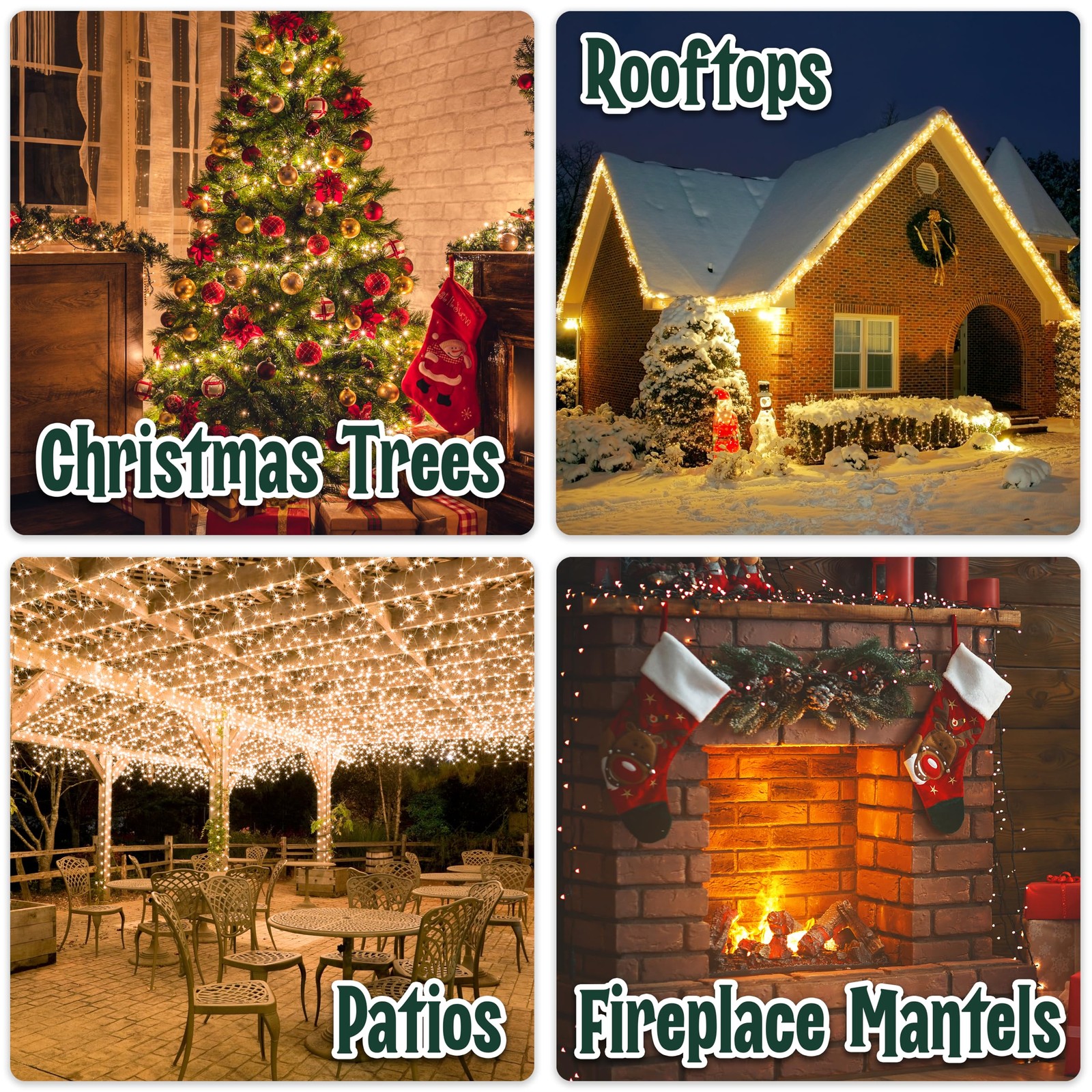 Clear Warm White Christmas Tree Lights - 35, Green - gallery