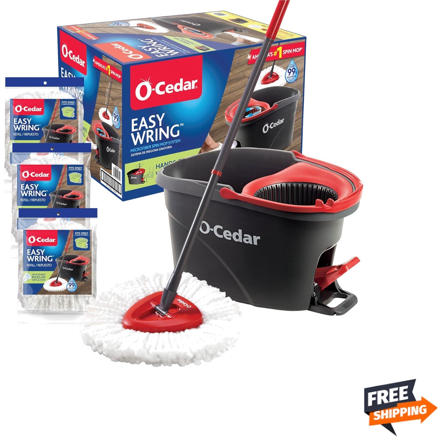 Easywring Microfiber Spin Mop & Bucket Floor Cleaning System with 3 Extra Ref... gallery