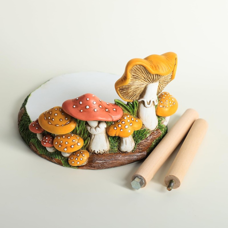 Bicuzat Cute Retro Mushroom Pattern Paper Towel Holder Stand, Resin Crafts Displ gallery