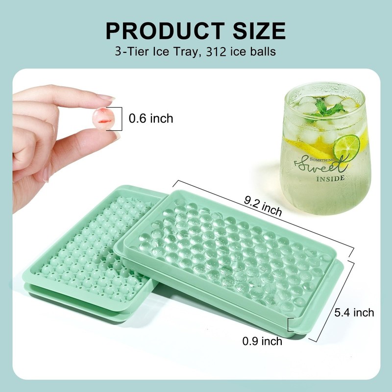 Mini Ice Cube Tray, Small Round Ice Cube Molds 104x3 PCS Tiny Pebble balls, C... gallery